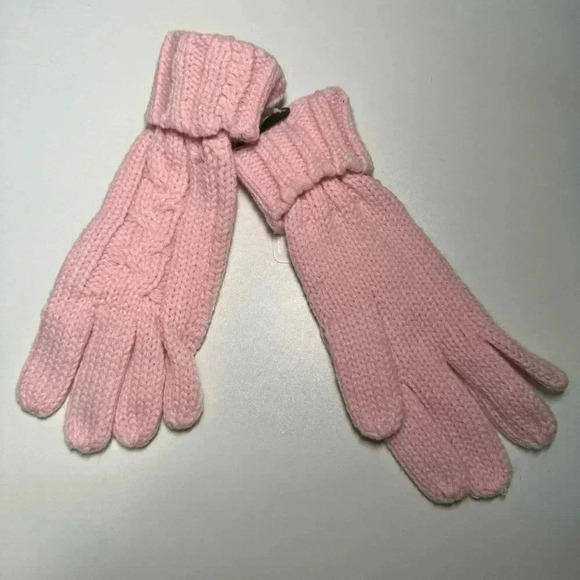 NWT SIMI BABY PINK CABLE KNIT GLOVES m - Picture 2 of 4
